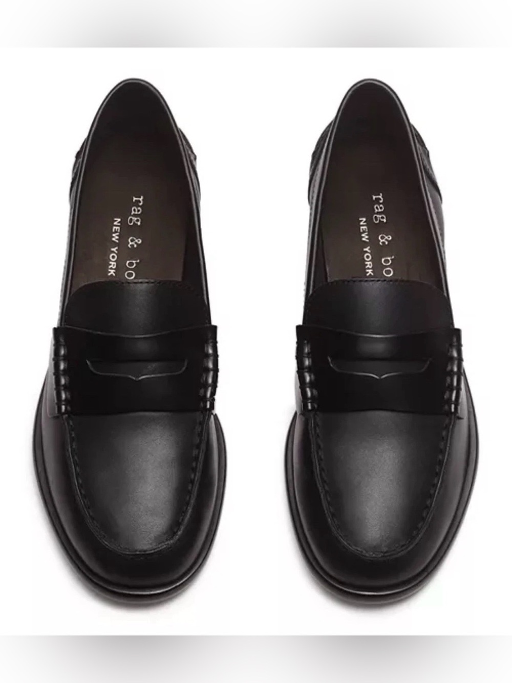 Rag & Bone CARTER BLACK LEATHER SLIP ON LOAFER SHOES 38/ 8 $328